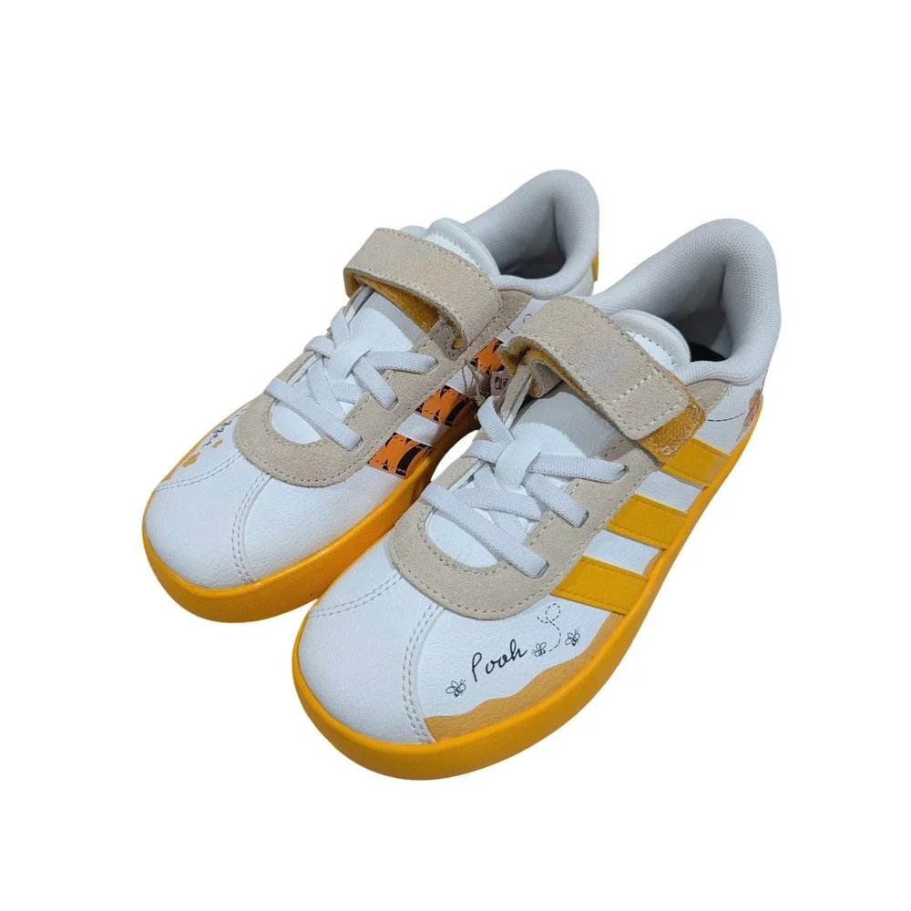 Adidas x Disney Winnie the Pooh VL Court Sneakers Orange White KI9175 Kids 2 NIB